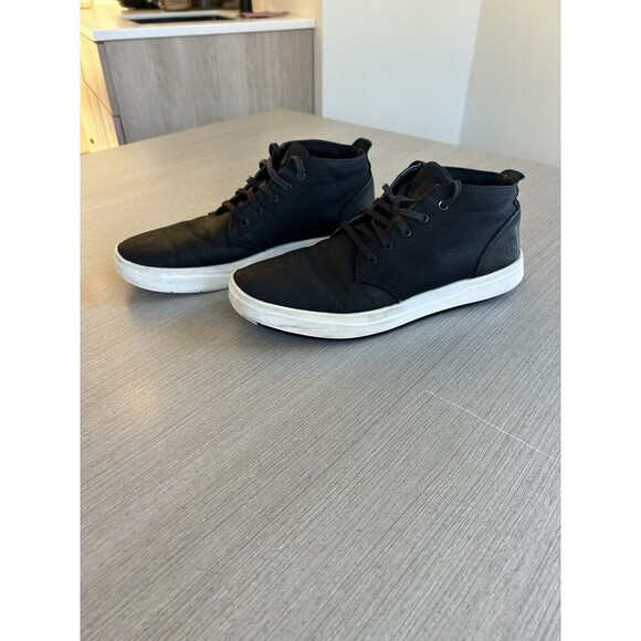 Timberland Davis Chukka Black Leather Canvas Lace Up Boot Men’s Size 9.5 GUC! - Picture 1 of 10